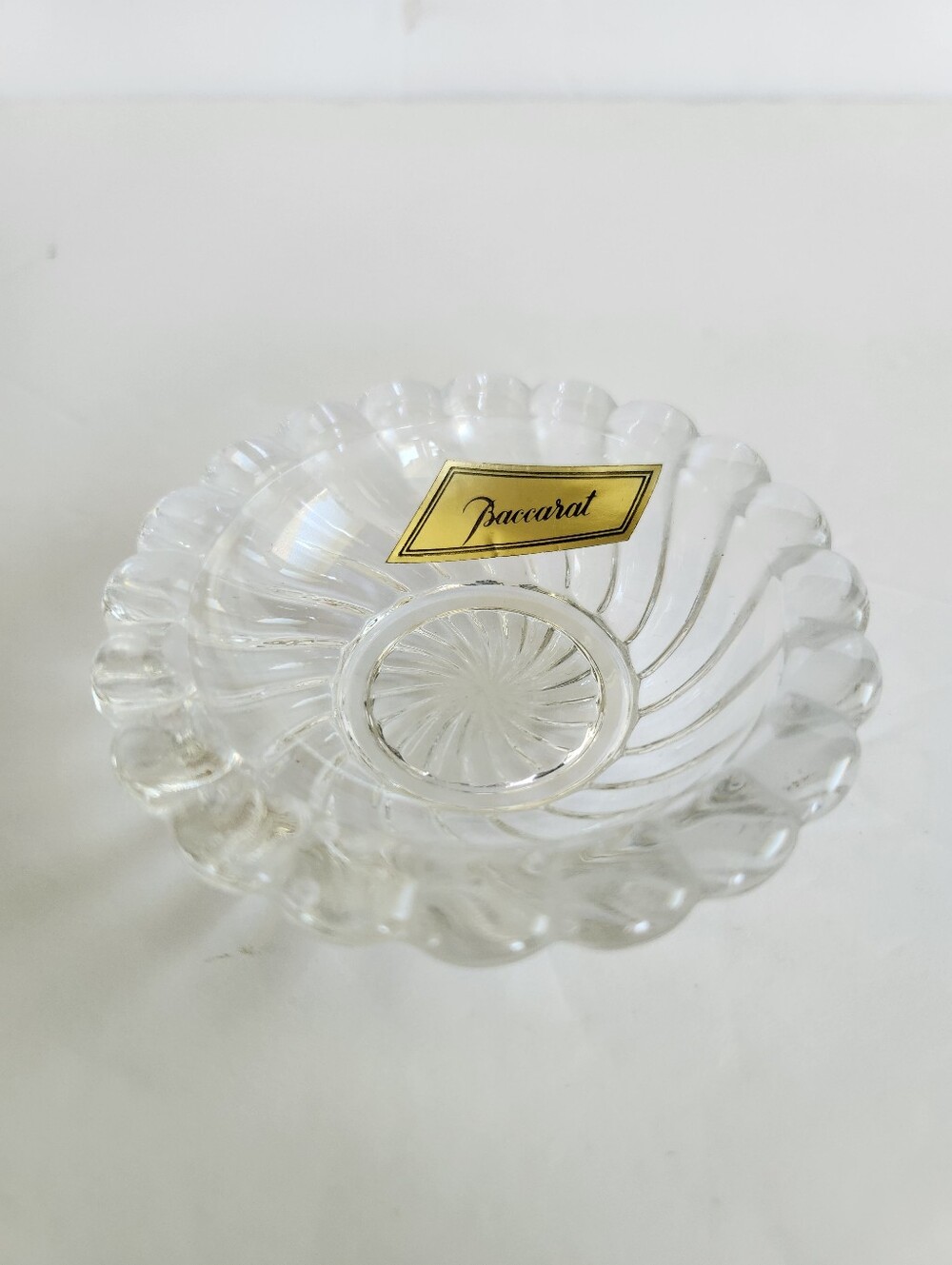 Baccarat "Volute" Round Crystal Jewelry Ring Trinket Dish Bowl 3" Diameter